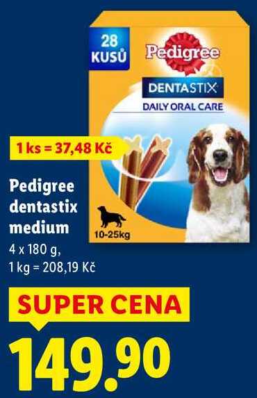 Pedigree dentastix medium, 4x 180 g