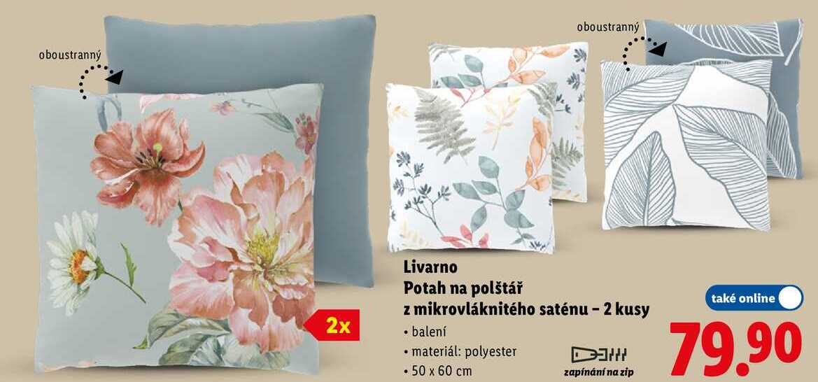 Livarno Potah na polštář z mikrovláknitého saténu - 2 kusy