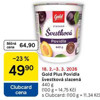 Gold Plus Povidla švestková slazená, 440 g 