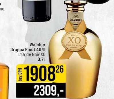 Walcher Grappa Pinot 40% L'Or de Noir XO 0.7l