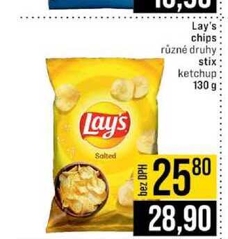 Lay's chips Lay's Salted různé druhy stix ketchup 130 g