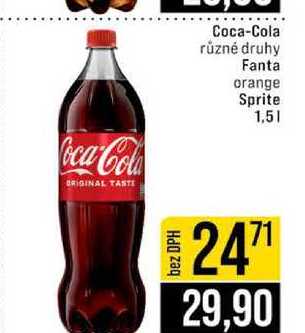 Coca-Cola různé druhy Fanta orange Sprite 1,5l
