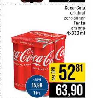 Coca-Cola original zero sugar Fanta orange 4x330 ml