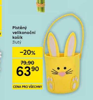 Plstěný velikonoční košík žlutý