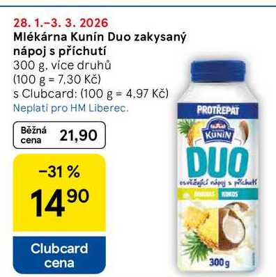 Mlékárna Kunín Duo zakysaný nápoj s příchutí, 300 g