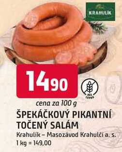 ŠPEKÁČKOVÝ PIKANTNÍ TOČENÝ SALÁM 100 g