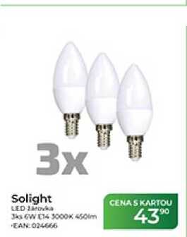 Solight LED žárovka 3ks GW E14 3000K 450lm