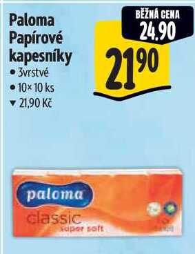 Paloma Papírové kapesníky, 10x 10 ks