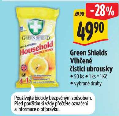 Green Shields Vlhčené čisticí ubrousky, 50 ks