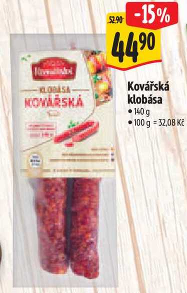Kovářská klobása, 140 g