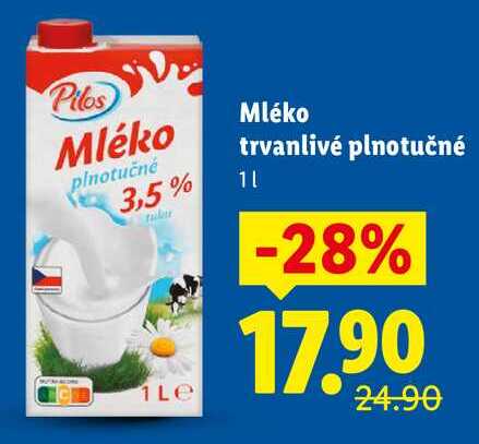 Mléko trvanlivé plnotučné, 1 l