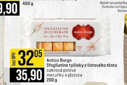 Antico Borgo Sfogliatine tyčinky z listového těsta cukrová poleva meruňky a glazura 200 g