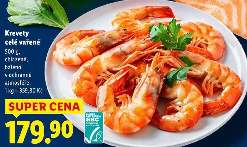 Krevety celé vařené, 500 g