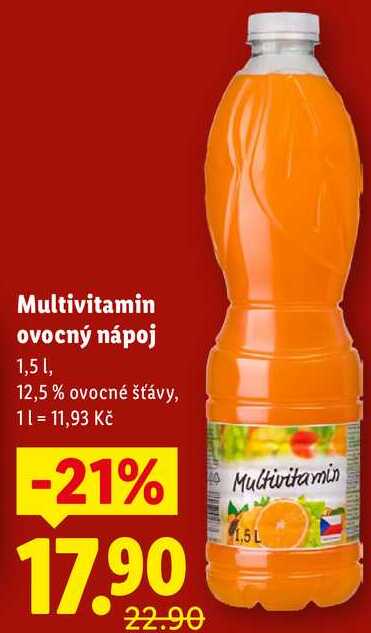 Multivitamin ovocný nápoj, 1,5 l