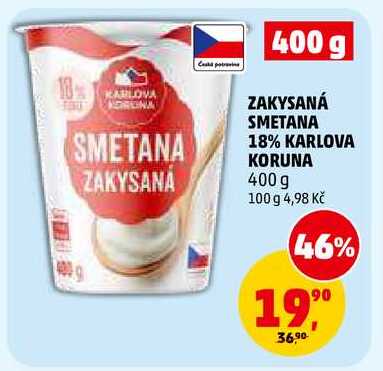 ZAKYSANÁ SMETANA 18% KARLOVA KORUNA, 400 g