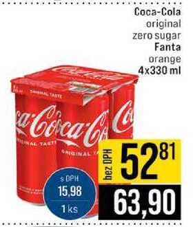 Coca-Cola original zero sugar Fanta orange 4x330 ml