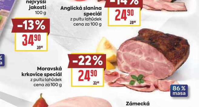 Moravská krkovice speciál z pultu lahůdek cena za 100 g 