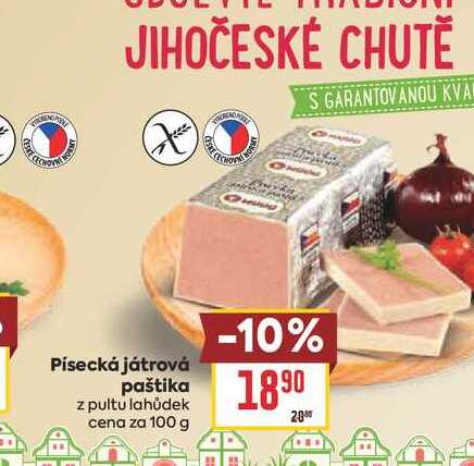 Písecká játrová paštika z pultu lahůdek cena za 100 g 