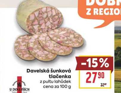 Davelská šunková tlačenka z pultu lahůdek cena za 100 g