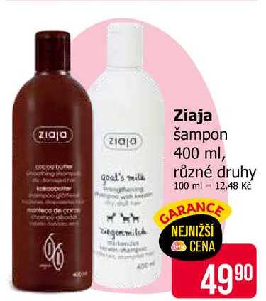Ziaja šampon 400 ml, různé druhy 