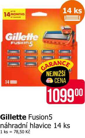 Gillette Fusion5 náhradní hlavice 14 ks 