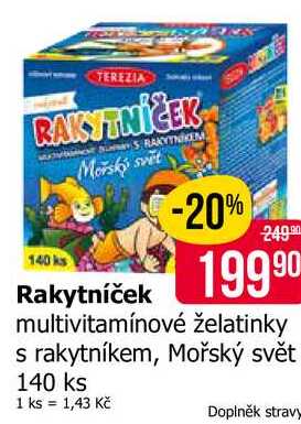 Rakytníček multivitamínové želatinky s rakytníkem, Mořský svět 140 ks