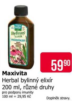 Herbal bylinný elixír 200 ml, různé druhy pro podporu imunity 