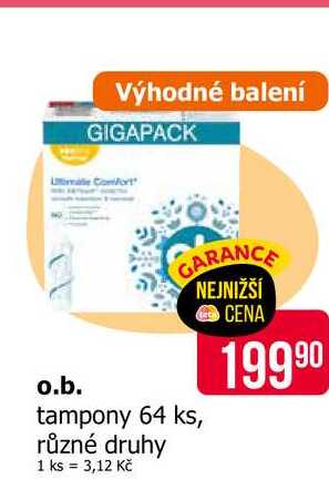 O.B. ProComfort Tampony, vybrané druhy 64ks