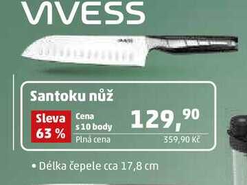 VIVESS Santoku nůž Délka čepele cca 17,8 cm