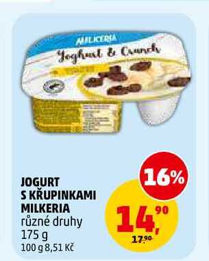 JOGURT S KŘUPINKAMI MILKERIA, 175 g