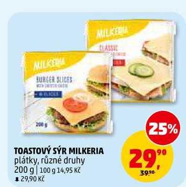 TOASTOVÝ SÝR MILKERIA, 200 g