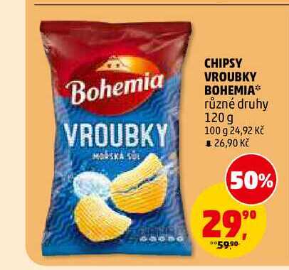 CHIPSY VROUBKY BOHEMIA, 120 g