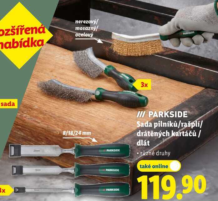 Sada pilníků/rašplí/drátěných kartáčů/dlát 