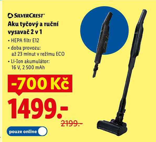 Aku tyčový a ruční vysavač 2 v 1 