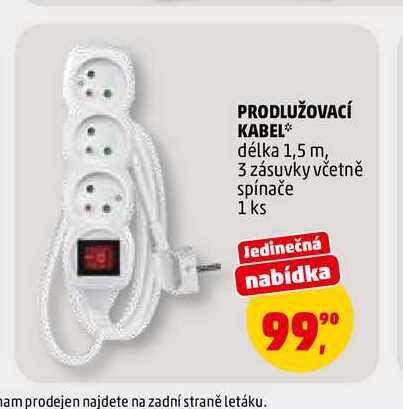 PRODLUŽOVACÍ KABEL, 1 ks