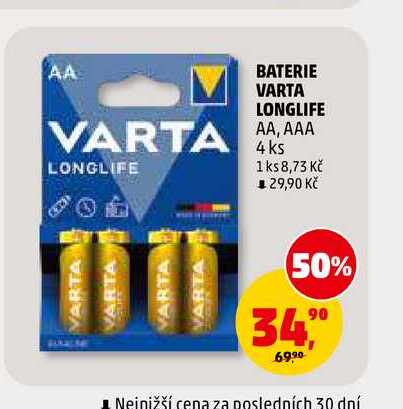 BATERIE VARTA LONGLIFE AA, AAA, 4 ks