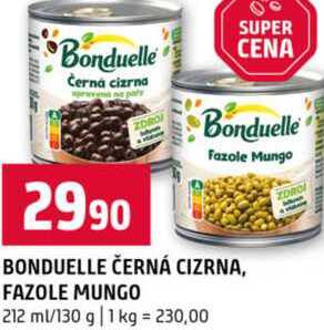 BONDUELLE ČERNÁ CIZRNA, FAZOLE MUNGO 212 ml/130 g