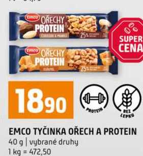 EMCO TYČINKA OŘECH A PROTEIN 40 g