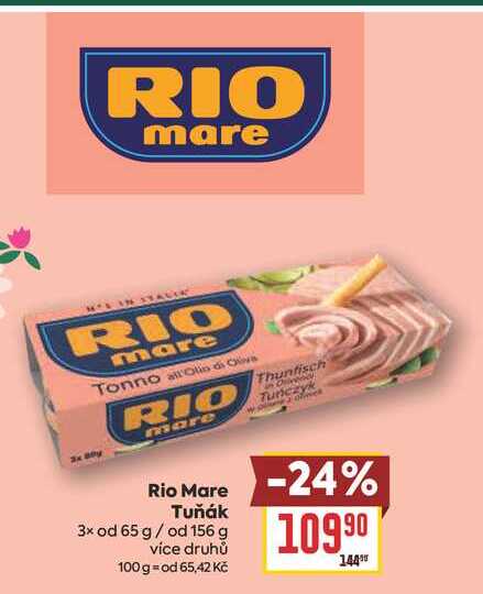 Rio Mare Tuňák 3x od 65 g/ od 156 g 