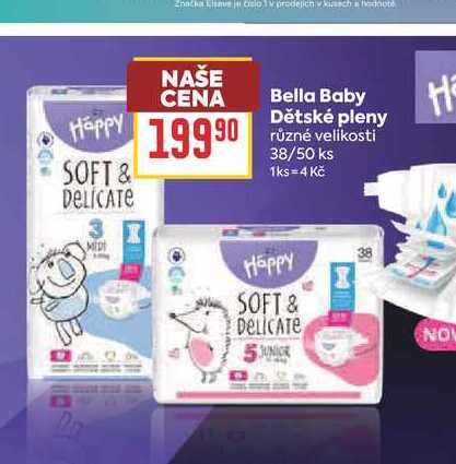 Bella Baby Dětské pleny různé velikosti 38/50 ks 