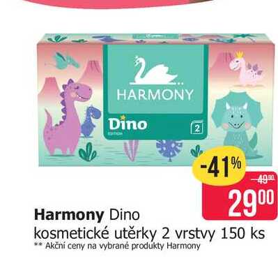 Harmony Dino kosmetické utěrky 2 vrstvy 150 ks