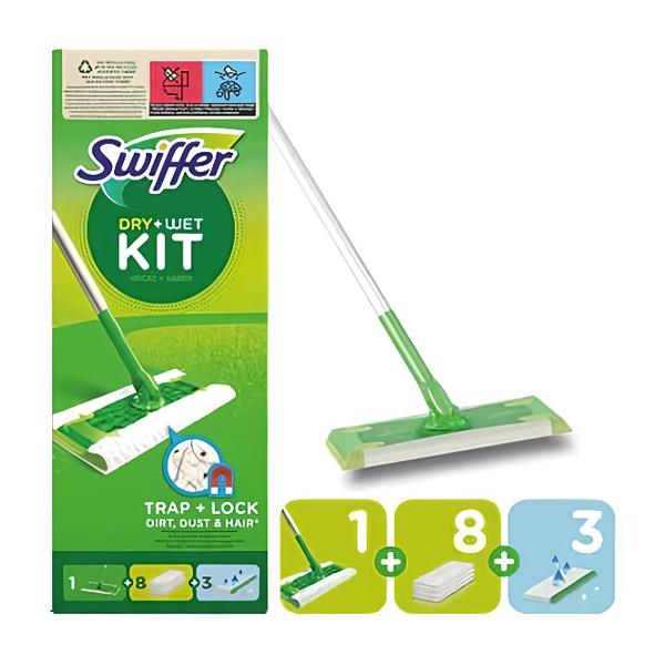 Swiffer Startovací Sada Sweeper (1 násada, 8 prachovek, 3 čisticí ubrousky)
