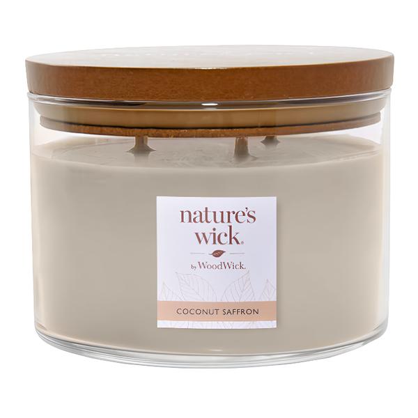 Wood Wick Coconut Saffron Vonná svíčka ve skle velká, 3 knoty