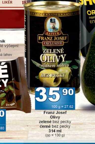 Franz Josef Olivy zelené bez pecky černé bez pecky 314 ml