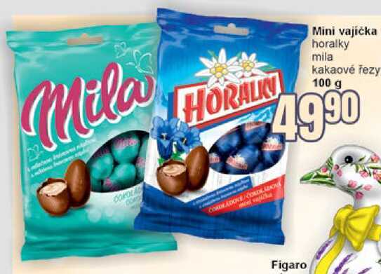 Mini vajíčka horalky mila kakaové řezy 100 g 