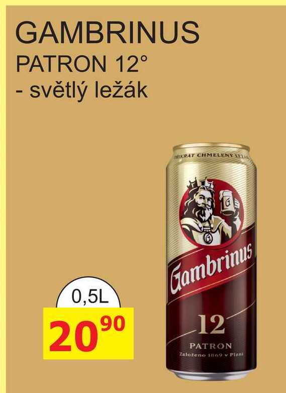 GAMBRINUS PATRON 12° - světlý ležák 0,5l plechovka