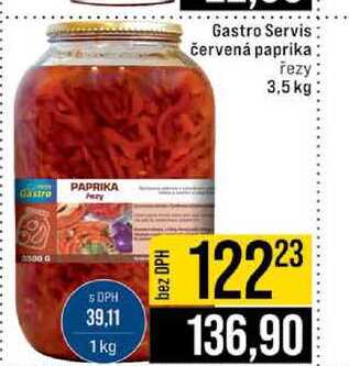 Gastro Servis červená paprika řezy 3,5 kg 