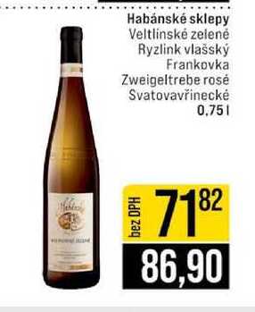 Habánské sklepy Veltlínské zelené Ryzlink vlašský Frankovka Zweigeltrebe rosé Svatovavřinecké 0.75l
