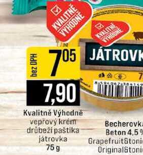 Kvalitně Výhodně vepřový krém drůbeží paštika játrovka 75g 