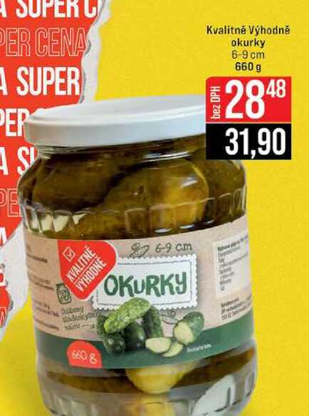 Kvalitně Výhodně okurky 6-9 cm 660 g